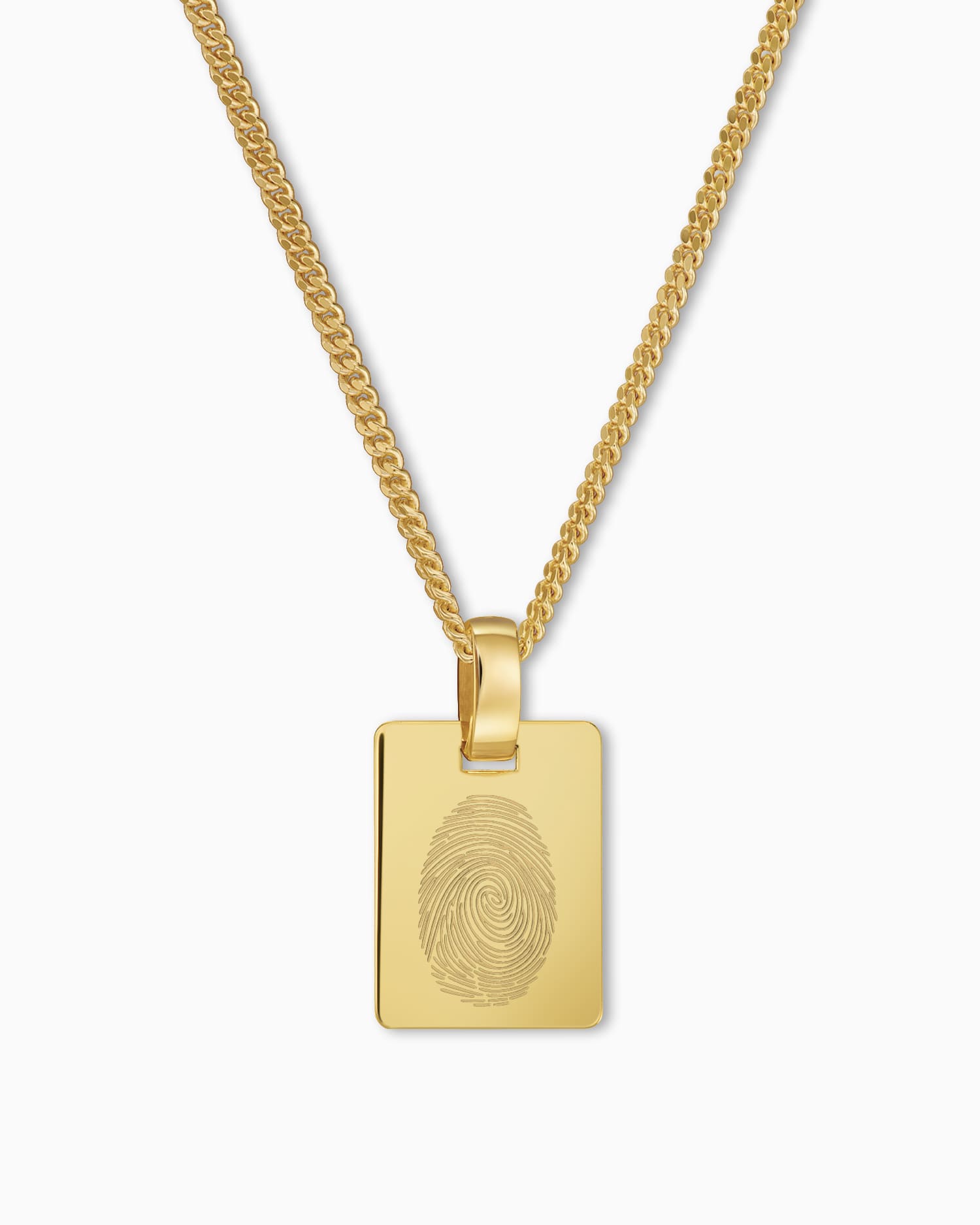 Empreinte digitale Plaques gravées Collier Pendentif Carré