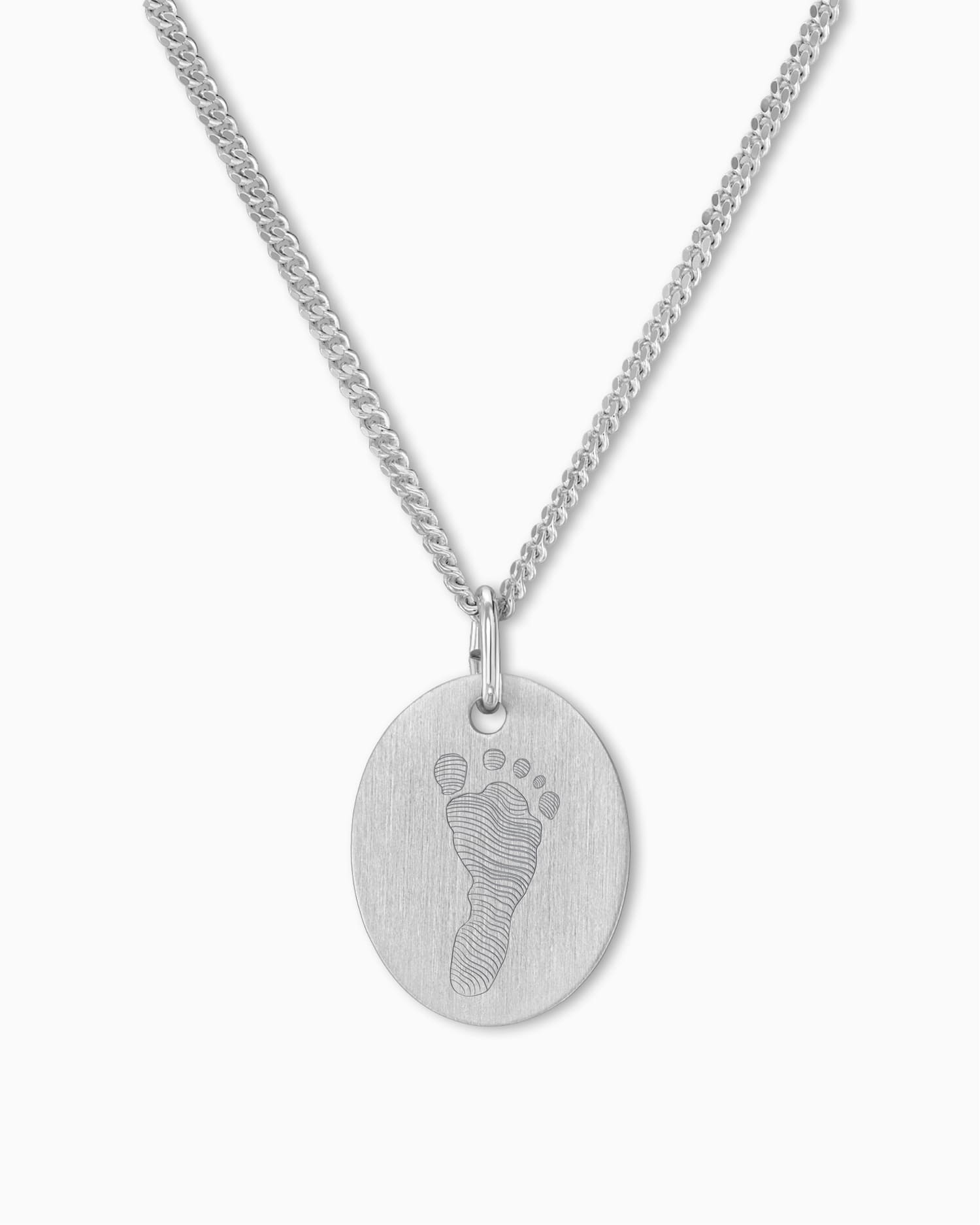 Empreinte de pied Plaques à graver Collier Pendentif Ovale