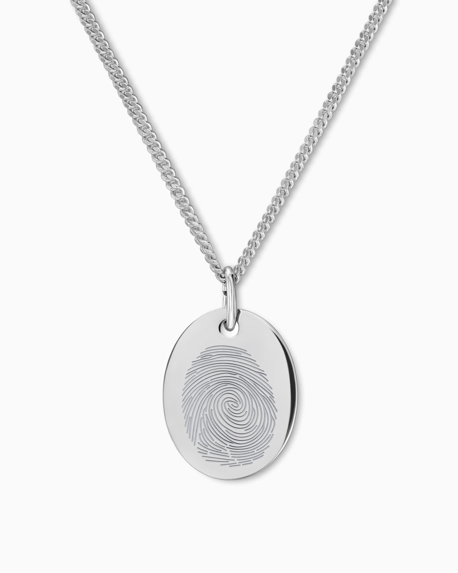 Empreinte digitale Plaques gravées Collier Pendentif Ovale