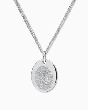 Empreinte digitale Plaques gravées Collier Pendentif Ovale