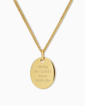 Dates de naissance Plaques à graver Collier Pendentif Ovale