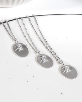 Plaques gravées Collier Pendentif Ovale Zirconia