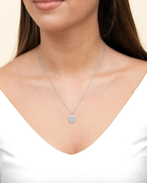 Plaques gravées Collier Pendentif Ovale Zirconia