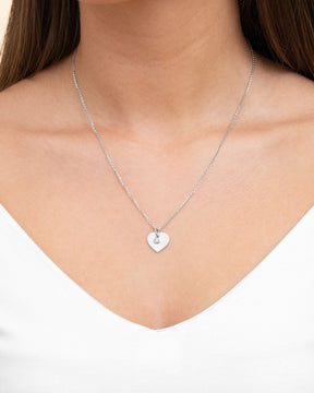 Collier coeur plaque gravure pendentif zirconium