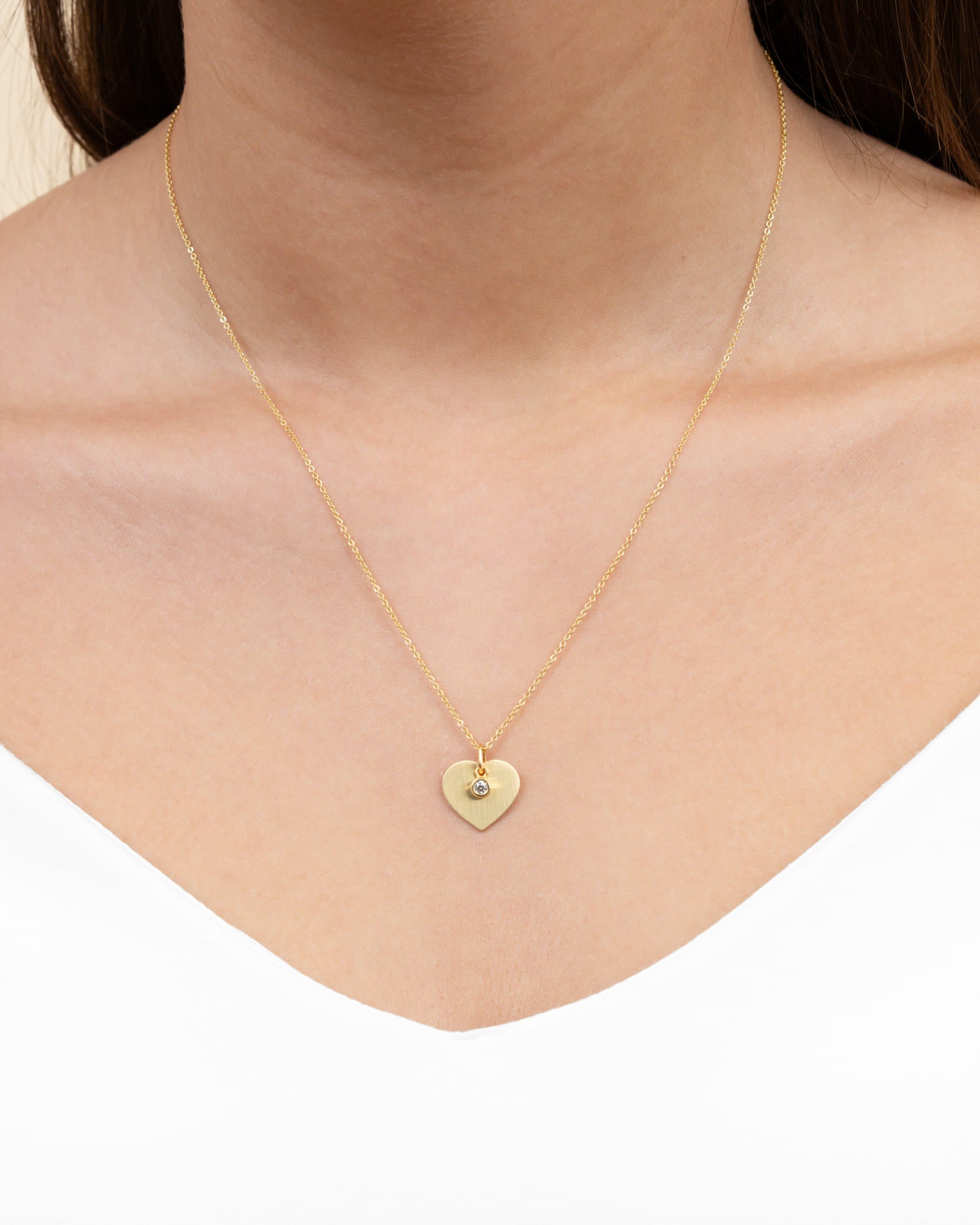 Collier coeur plaque gravure pendentif zirconium