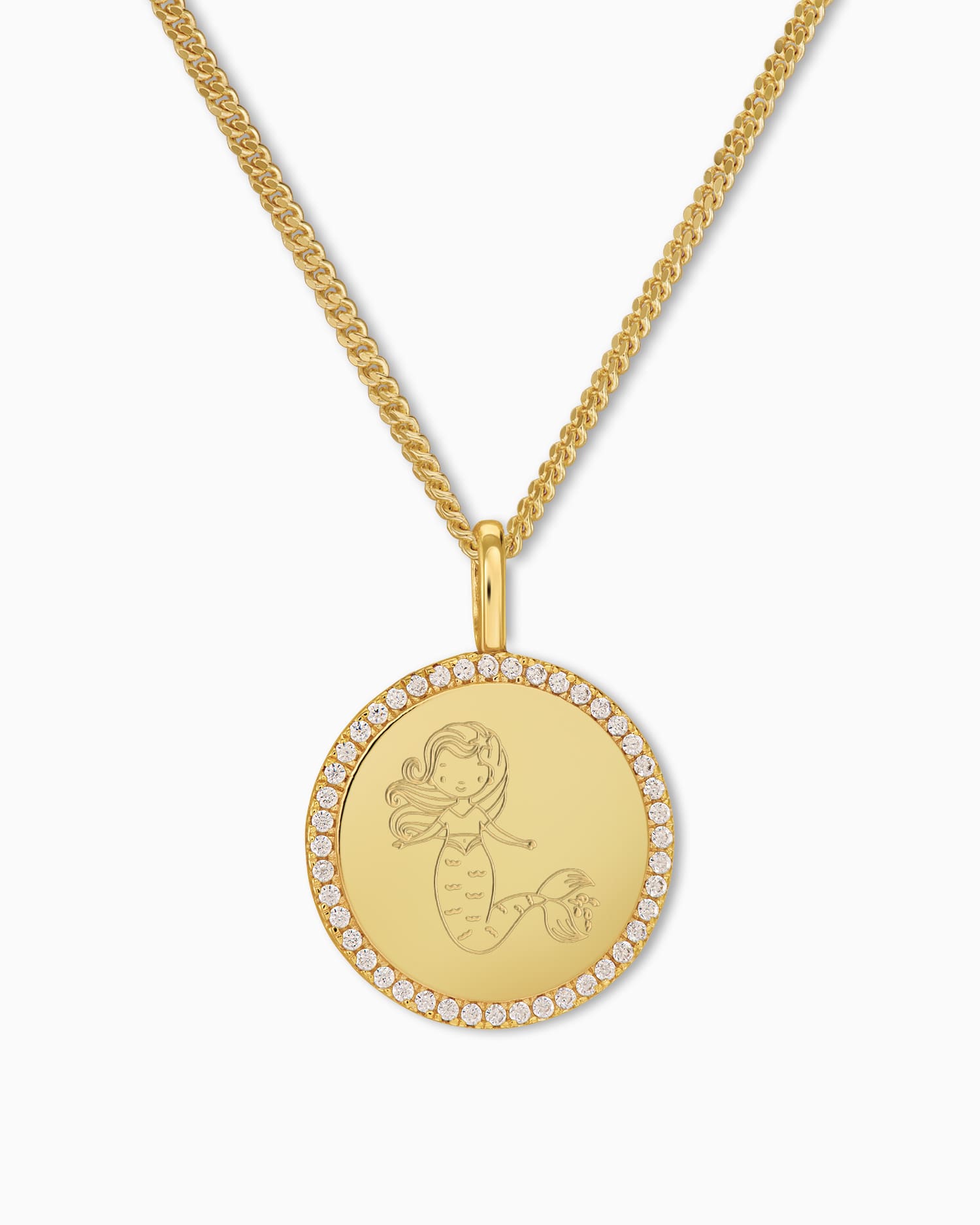 Symboles pour enfants Plaques à graver Collier Pendentif Rond Zirconia 16mm