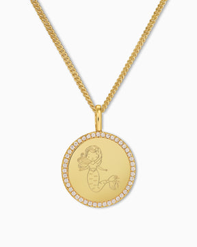 Symboles pour enfants Plaques à graver Collier Pendentif Rond Zirconia 16mm