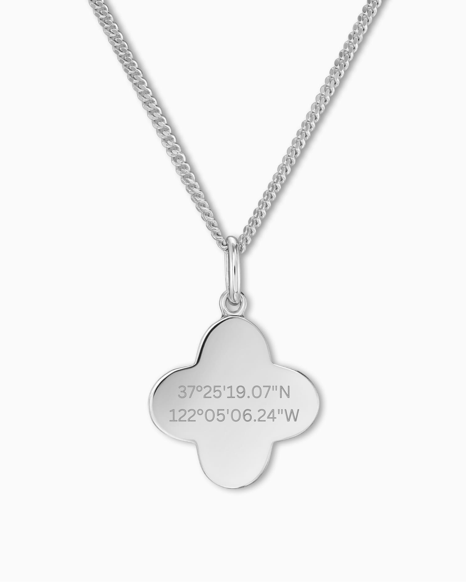Coordonnées Collier Trèfle Plaque à graver