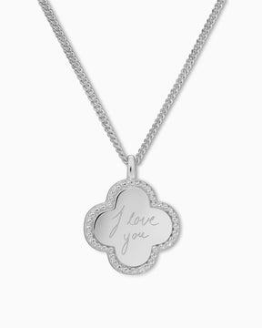 Écriture Uploud Collier Trèfle Plaque à graver