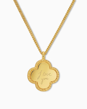 Écriture Uploud Collier Trèfle Plaque à graver