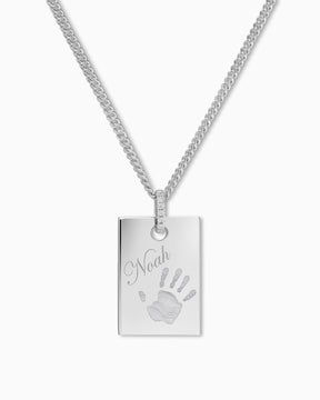 Empreinte de la main Plaques à graver Collier Pendentif Zirconium Angulaire