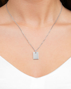 Initiales Plaques à graver Collier Pendentif Zirconium Angulaire