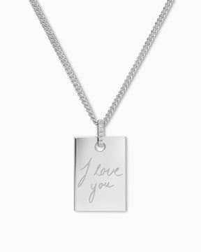 Écriture Uploud Plaques à graver Collier Pendentif Zirconium Angulaire