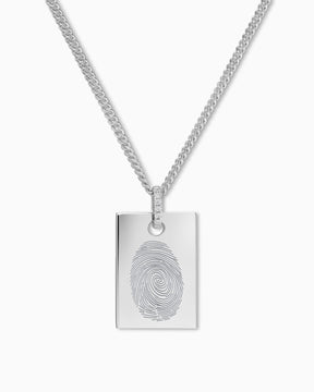 Empreinte digitale Plaques à graver Collier Pendentif Zirconium Angulaire