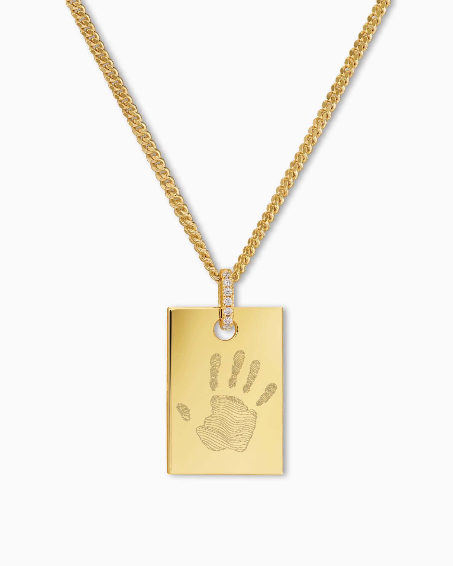 Empreinte de la main Plaques à graver Collier Pendentif Zirconium Angulaire