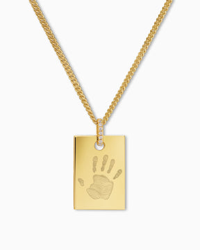 Empreinte de la main Plaques à graver Collier Pendentif Zirconium Angulaire