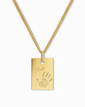 Empreinte de la main Plaques à graver Collier Pendentif Zirconium Angulaire