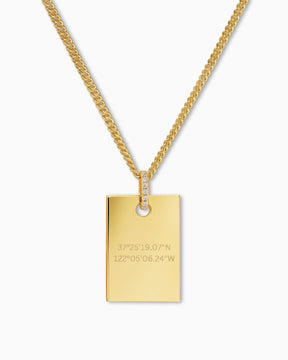 Coordonnées Plaques à graver Collier Pendentif Zirconium Angulaire