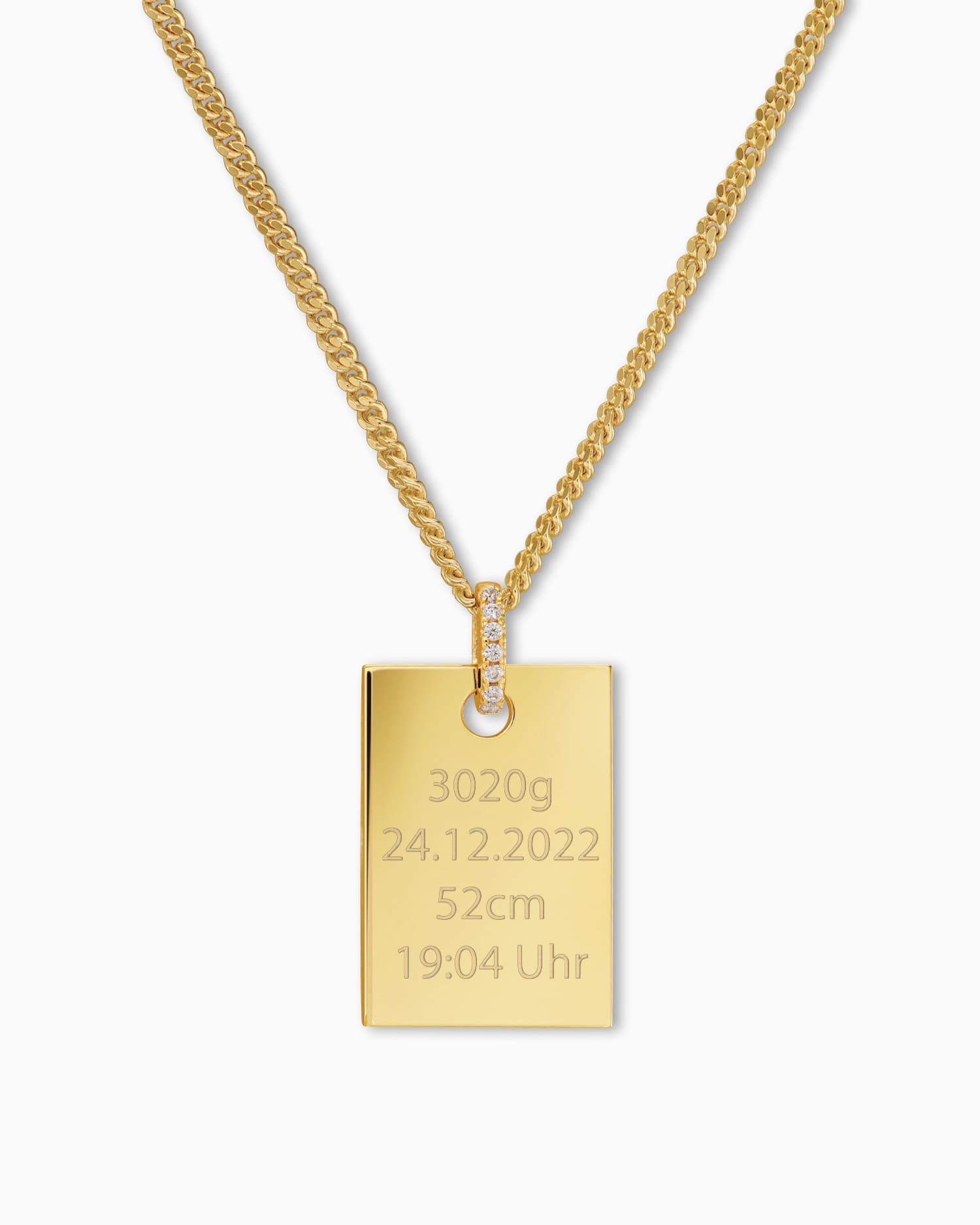 Dates de naissance Plaques à graver Collier Pendentif Zirconium Angulaire
