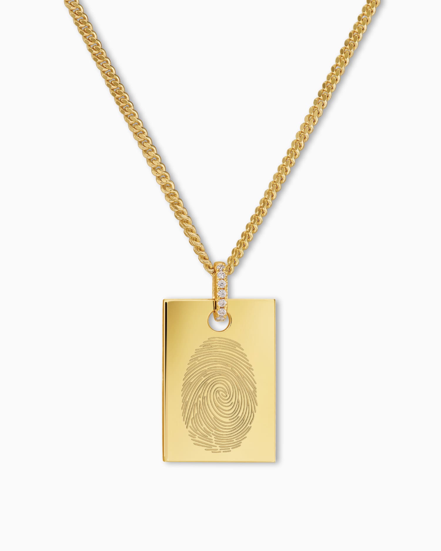Empreinte digitale Plaques à graver Collier Pendentif Zirconium Angulaire