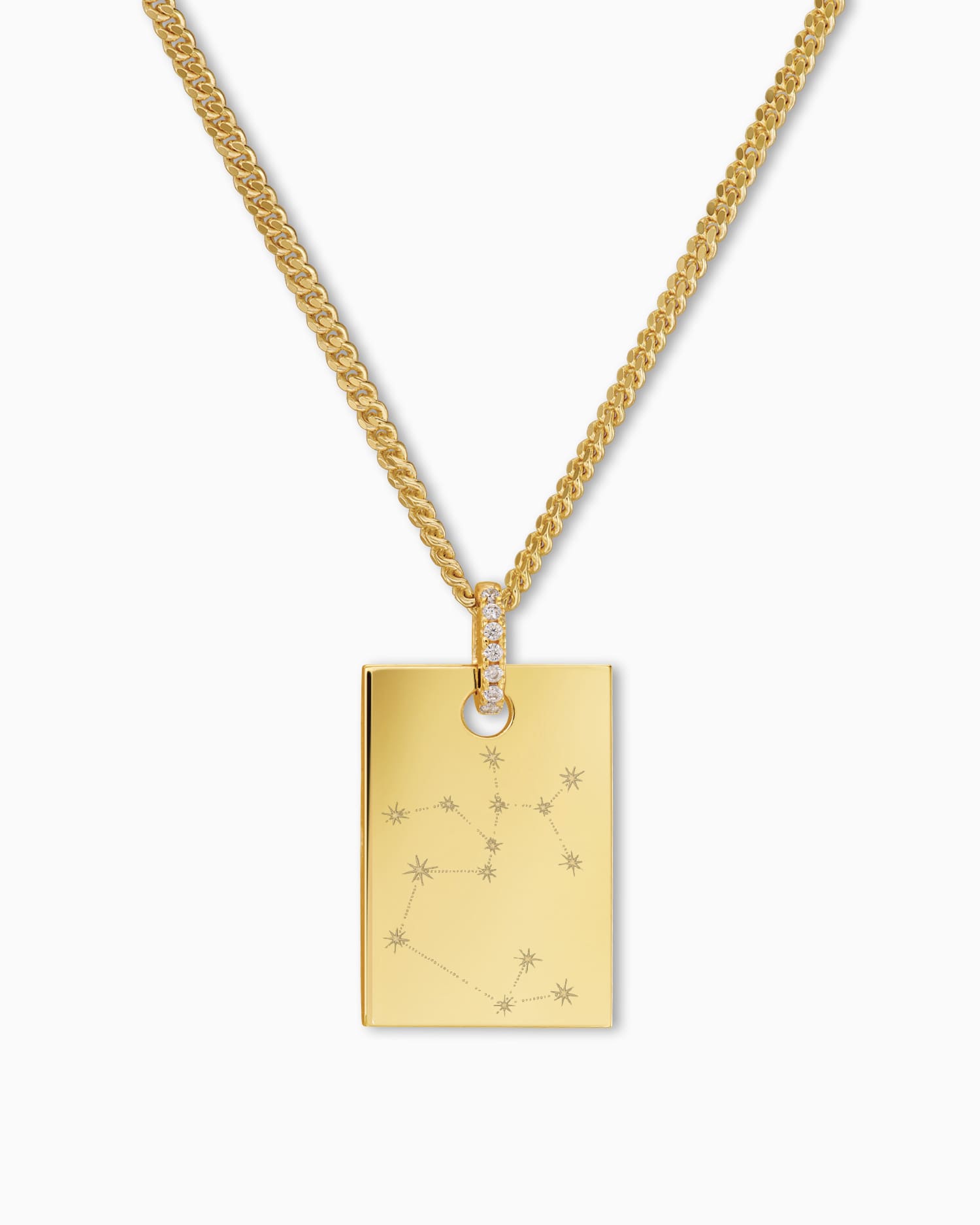 Signe du zodiaque Plaques gravées Collier Pendentif Zirconium Angulaire