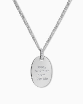 Dates de naissance Plaques à graver Collier Pendentif Zirconia Ovale