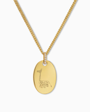 Dessin personnel Plaques à graver Collier Pendentif Zirconia Ovale