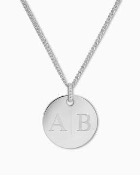 Initiales Plaques gravées Collier Pendentif Zirconium Rond
