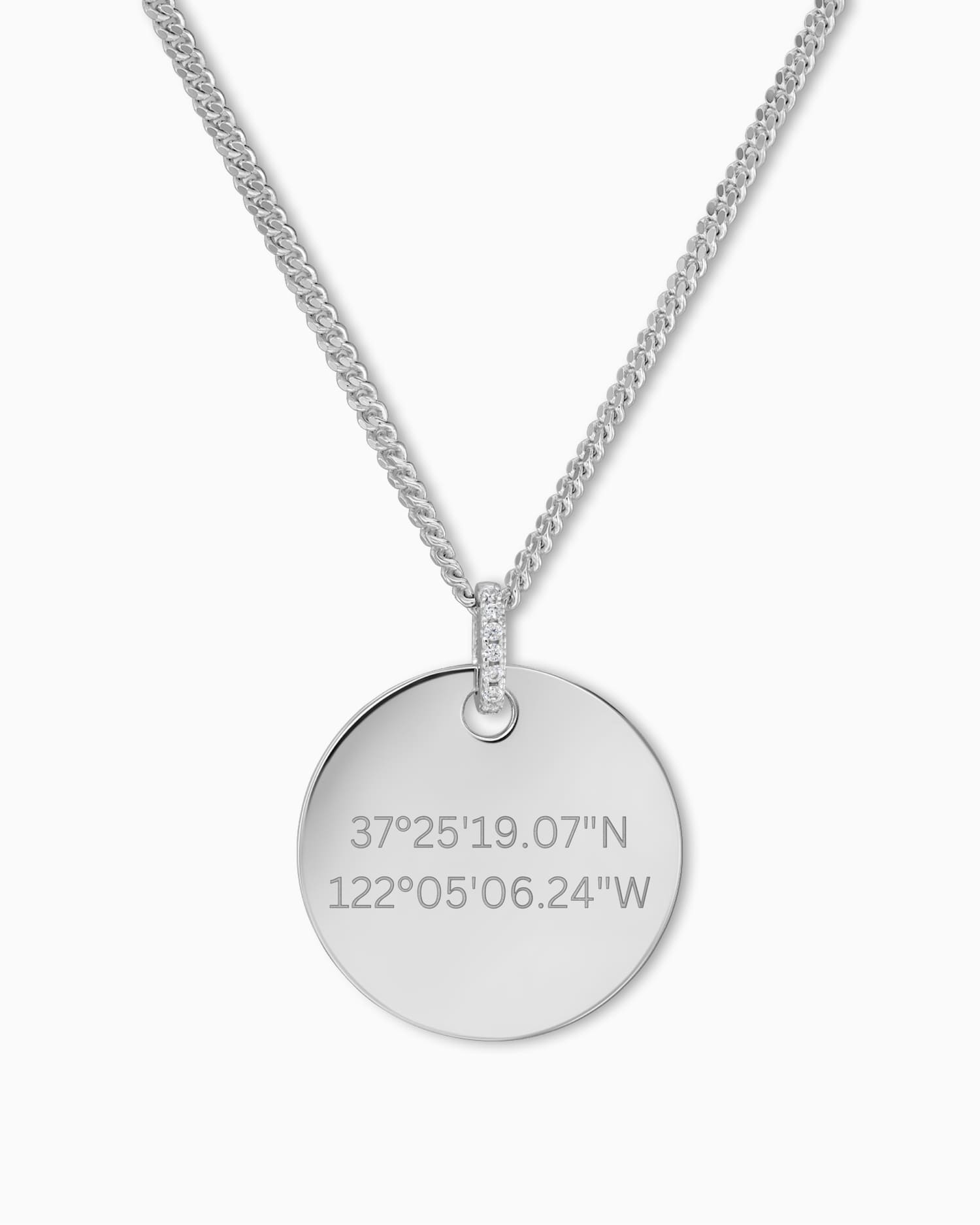 Coordonnées Plaques à graver Collier Pendentif Zirconia Rond