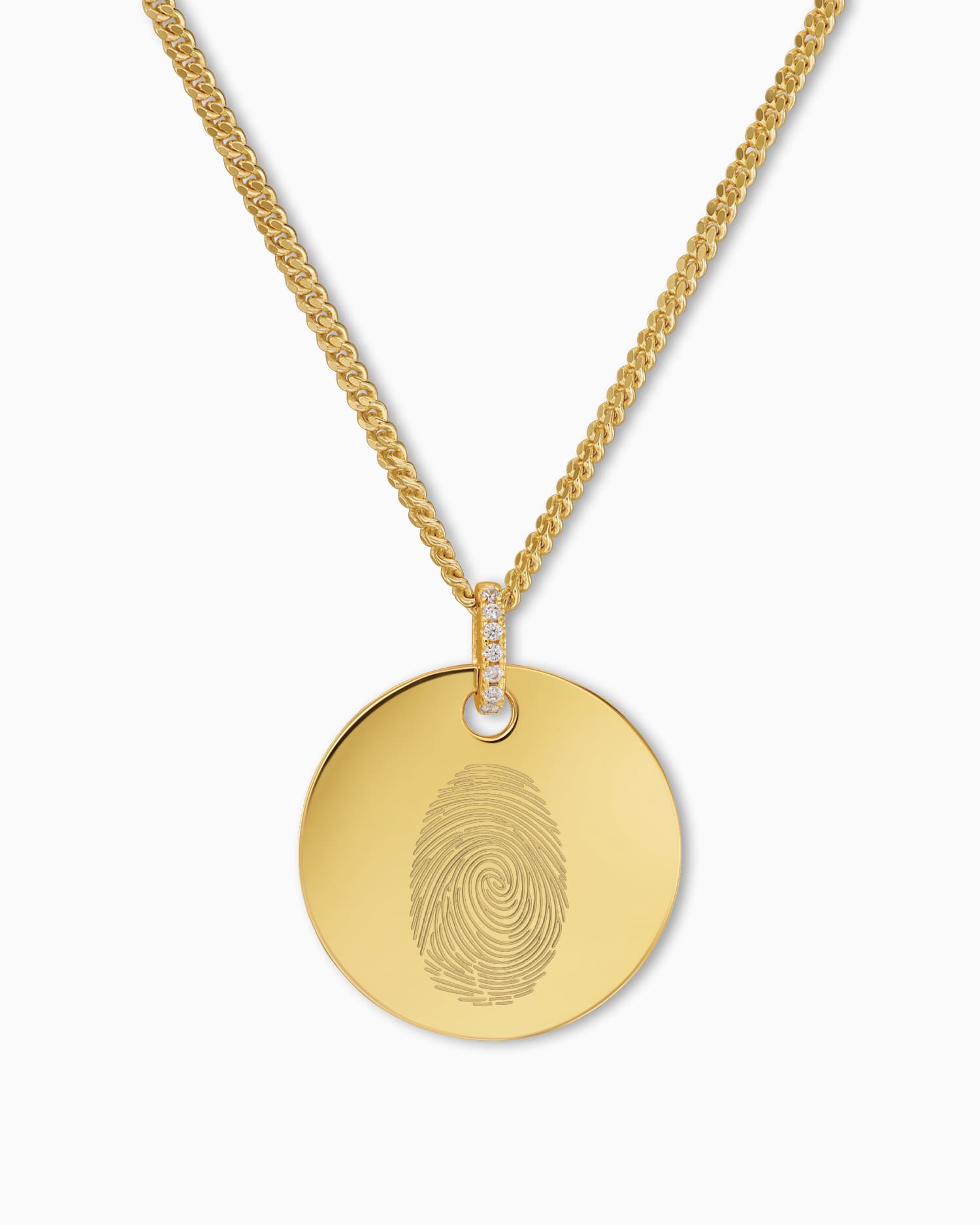 Empreinte digitale Plaques gravées Collier Pendentif Zirconium Rond