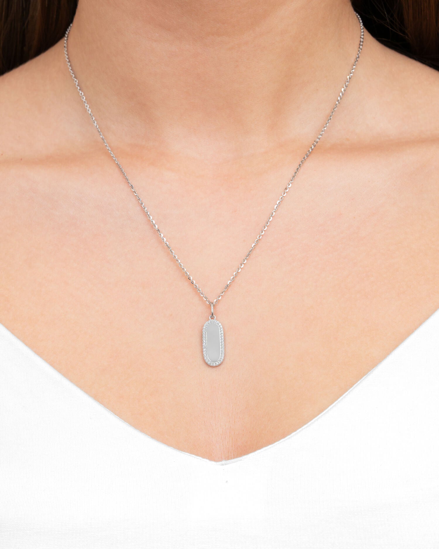 Plaques gravées Collier Pendentif Zirconia