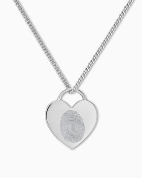 Empreinte digitale Cœur Collier Plaque à graver Pendentif