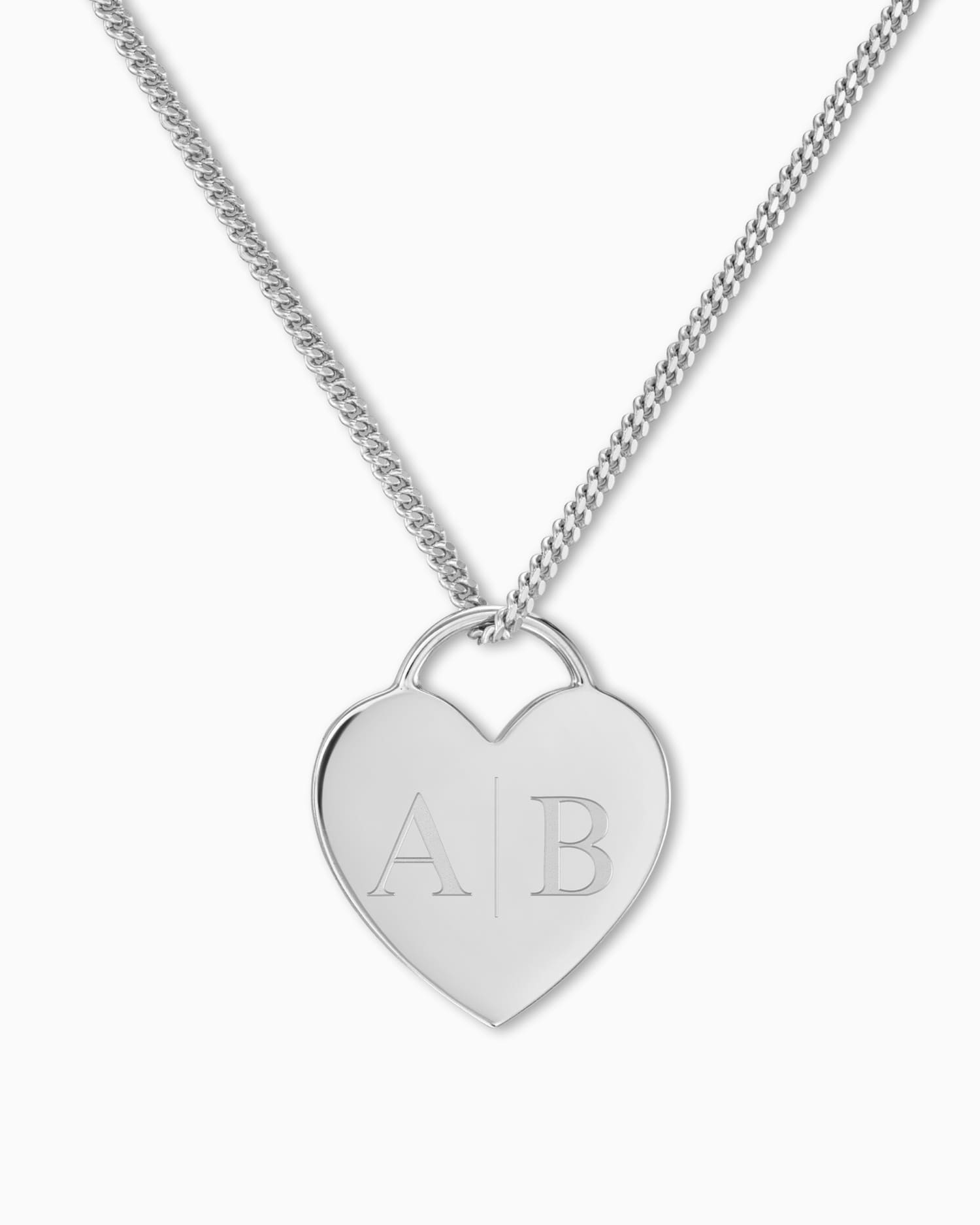 Initiales Cœur Collier Plaque à graver Pendentif