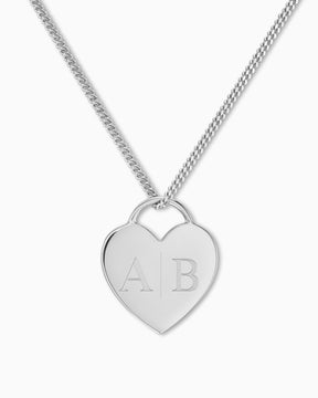 Initiales Cœur Collier Plaque à graver Pendentif