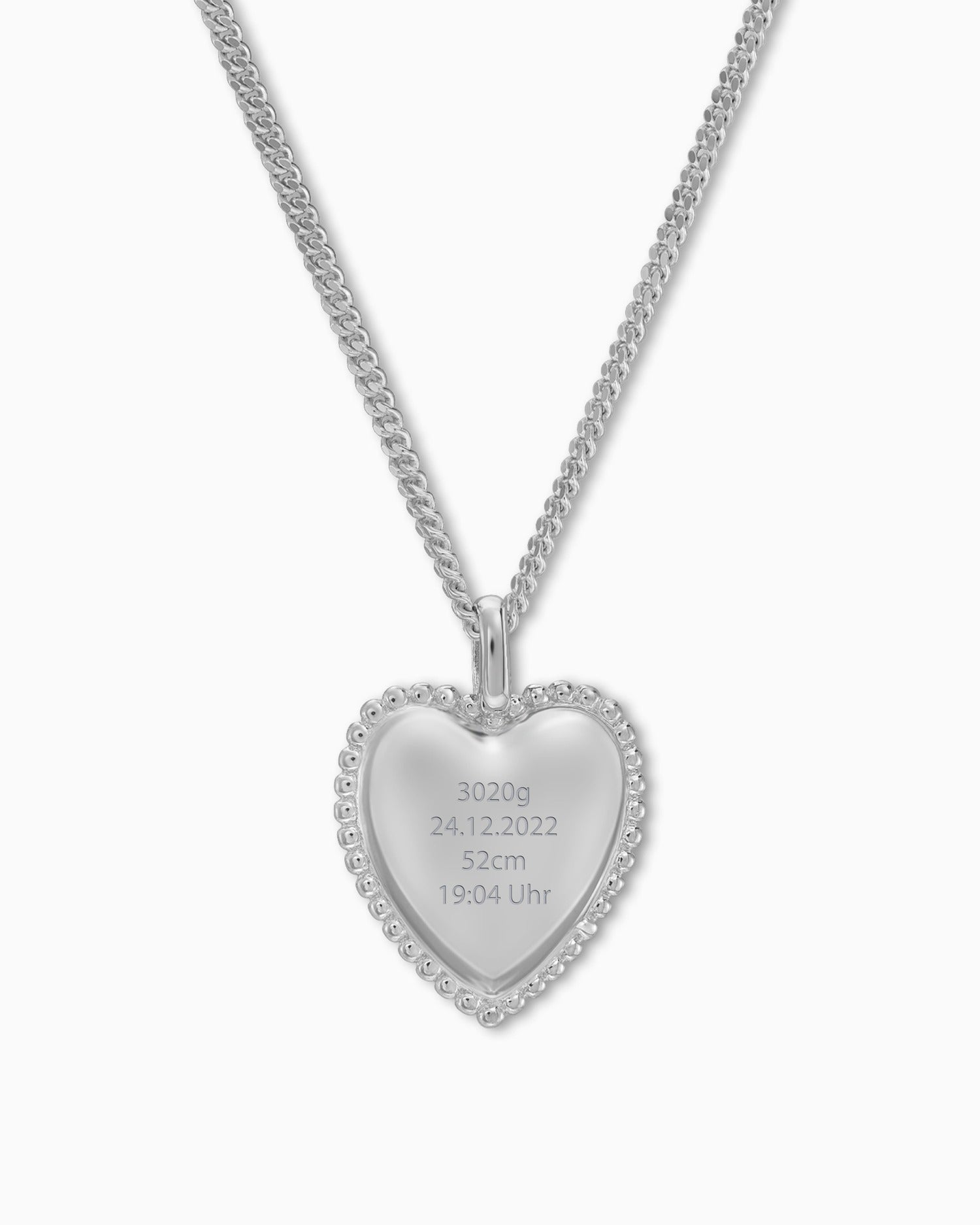 Dates de naissance Cœur Collier Plaque à graver Pendentif