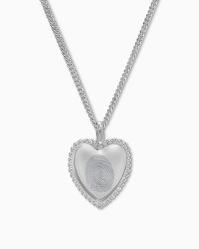 Empreinte digitale Cœur Collier Plaque à graver Pendentif