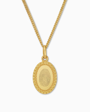 Empreinte digitale Plaques gravées Collier Pendentif Ovale