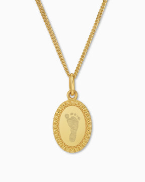 Empreinte de pied Plaques à graver Collier Pendentif Ovale