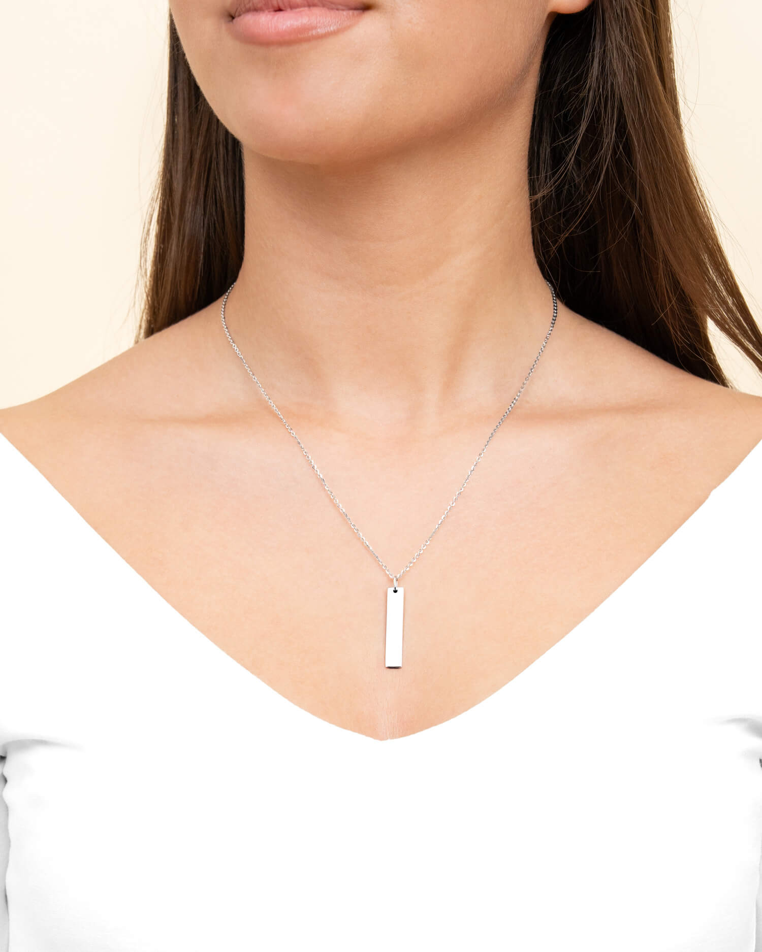 Collier Bar Pendentif plaque à graver