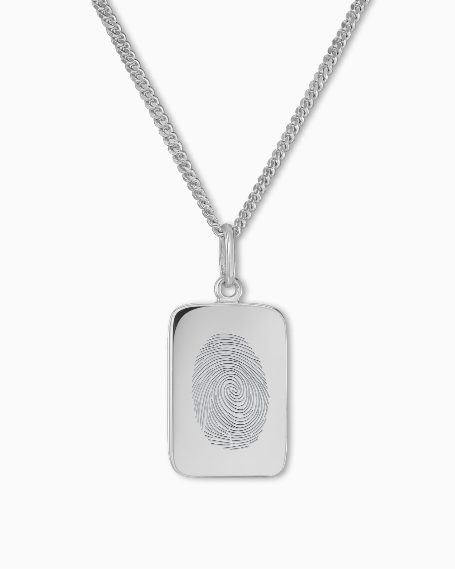 Empreinte digitale Plaques gravées Collier Pendentif Carré