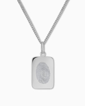 Empreinte digitale Plaques gravées Collier Pendentif Carré