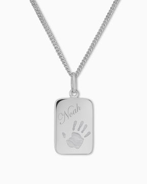 Empreinte de la main Plaques à graver Collier Pendentif Carré