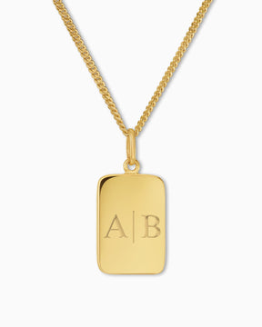 Initiales Plaques gravées Collier Pendentif Carré