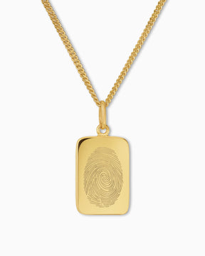 Empreinte digitale Plaques gravées Collier Pendentif Carré