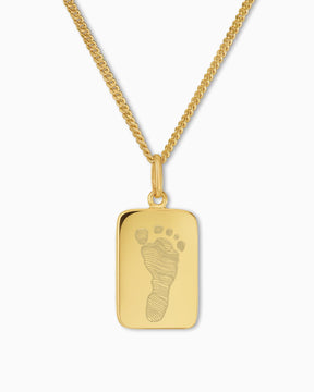 Empreinte de pied Plaques à graver Collier Pendentif Carré