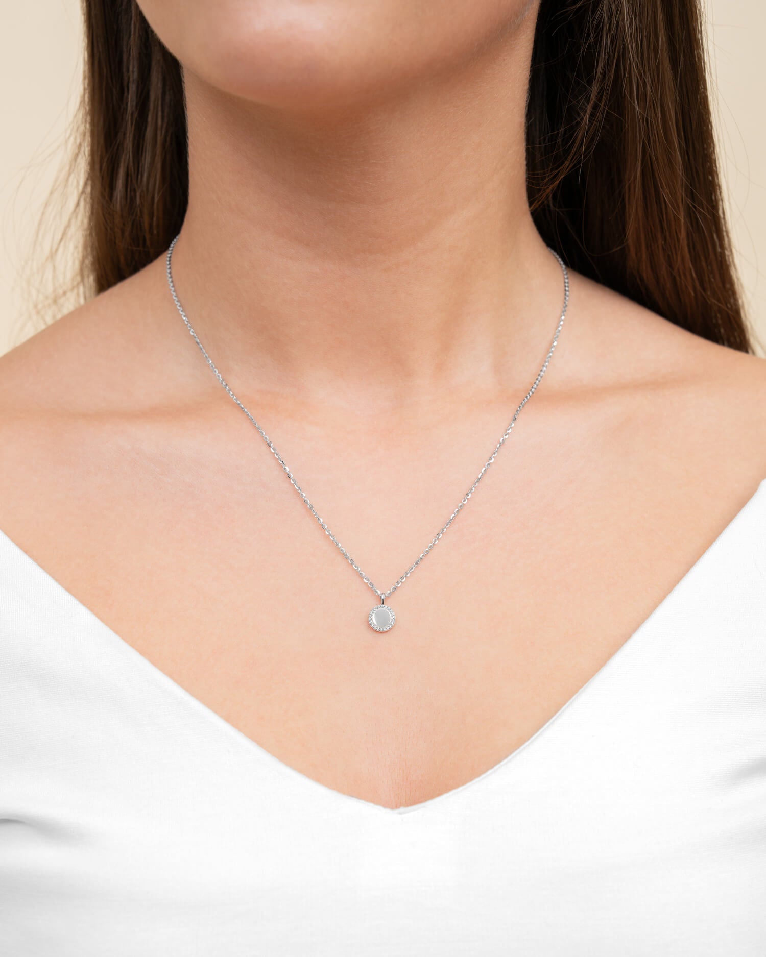 Plaques gravées Collier Pendentif Zirconium Rond