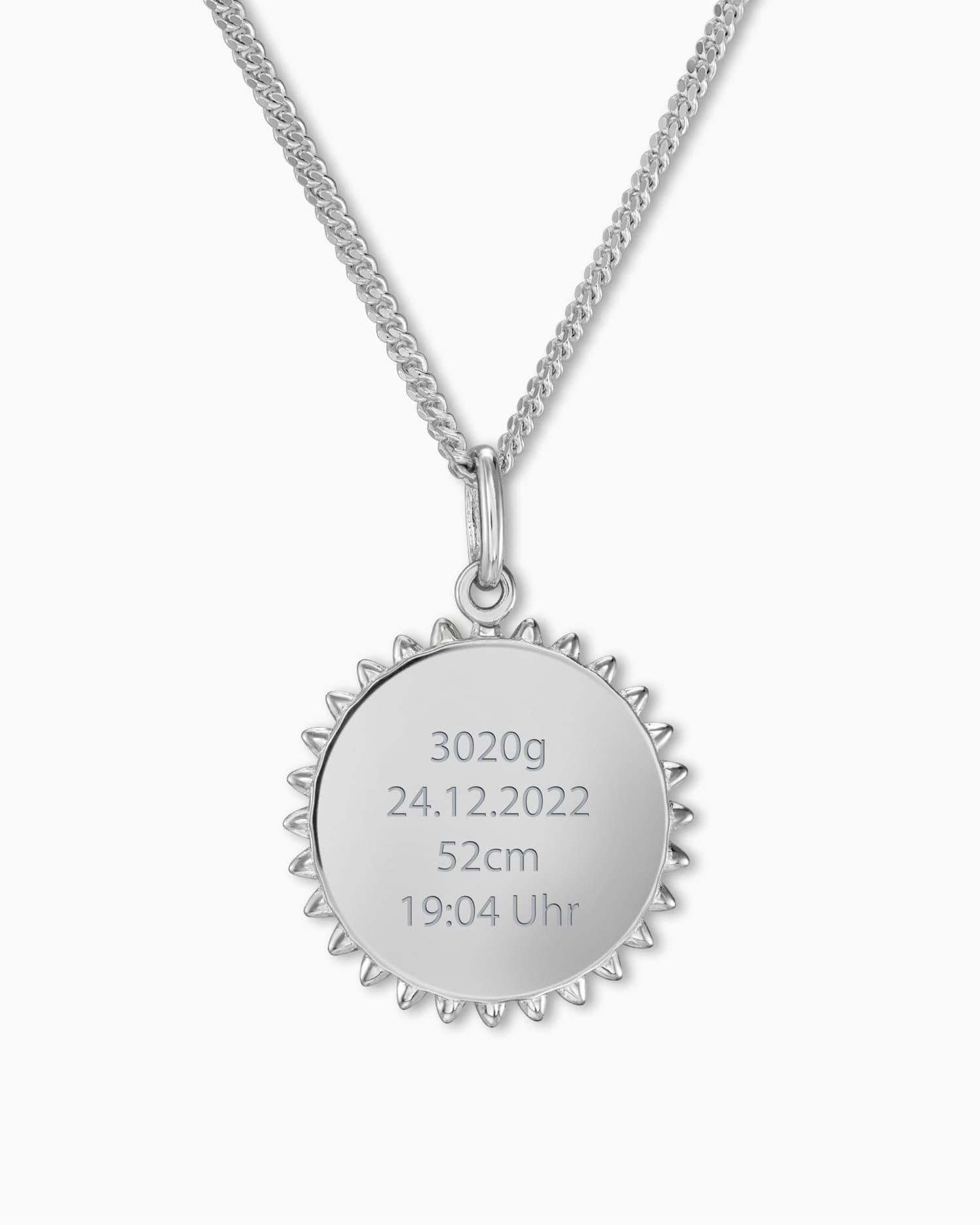 dates de naissance soleil collier plaque gravure pendentif