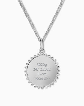 dates de naissance soleil collier plaque gravure pendentif