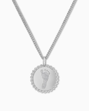Empreinte de pied Plaques de gravure Collier Pendentif Rond 14mm