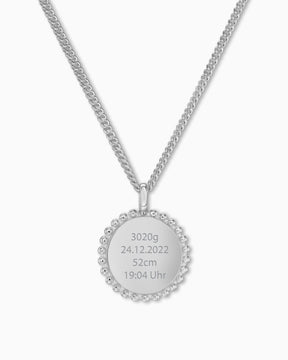 Dates de naissance Plaques à graver Collier Pendentif Rond 14mm